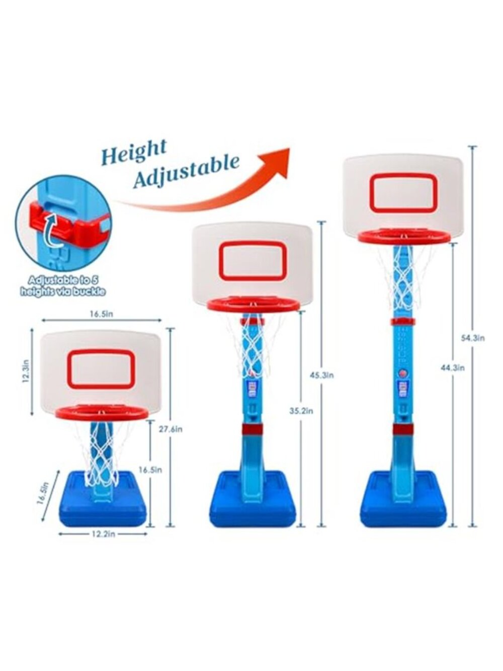 Toddler Basketball Hoop - Height Adjustable Kids Basketball Hoops for Indoor - Picture 2 of 6